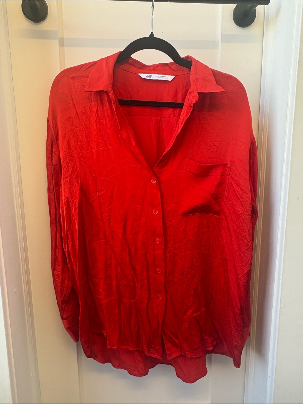 Zara Bright Red Button-Down Shirt